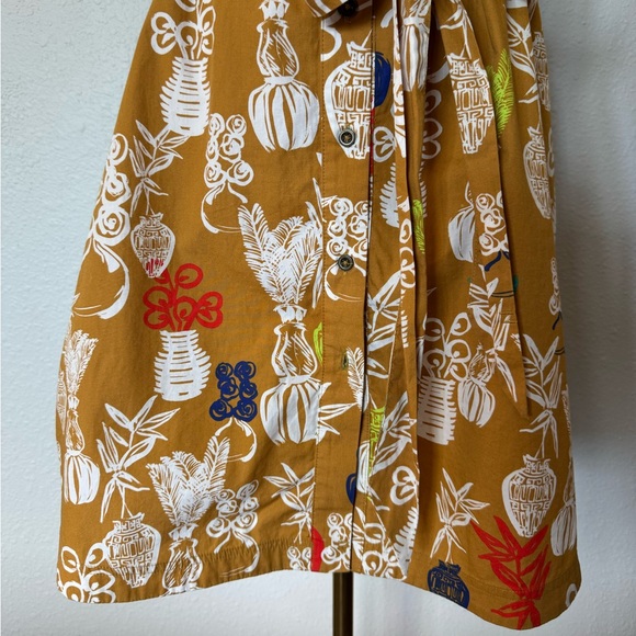 Anthropologie Maeve Toni Button Front Belted Tunic Dress Gold size Small - Picture 9 of 16